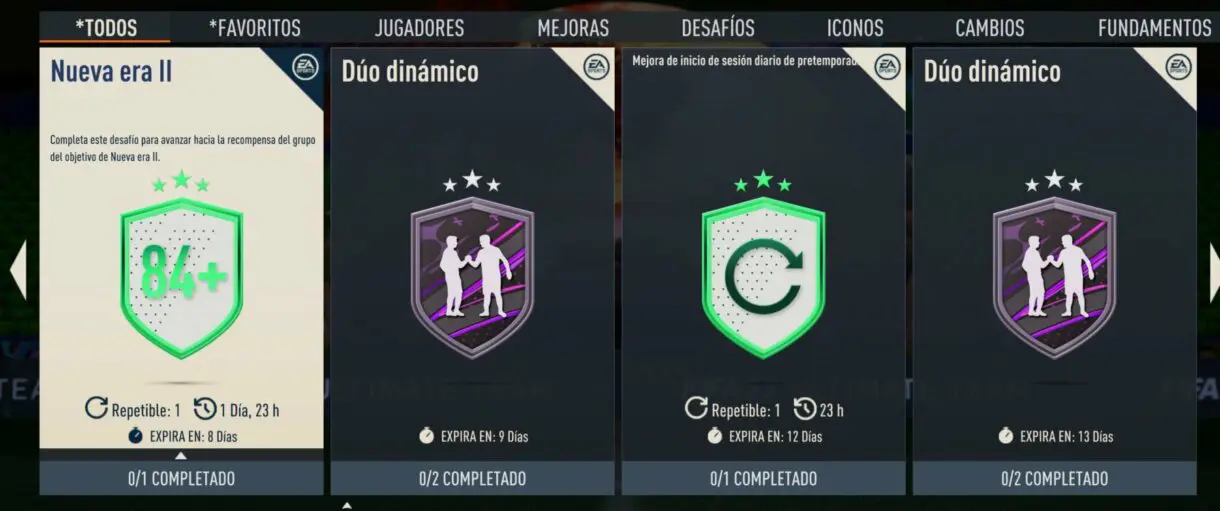Apartado Todos de SBC´s mostrando Nueva era II FIFA 23 Ultimate Team