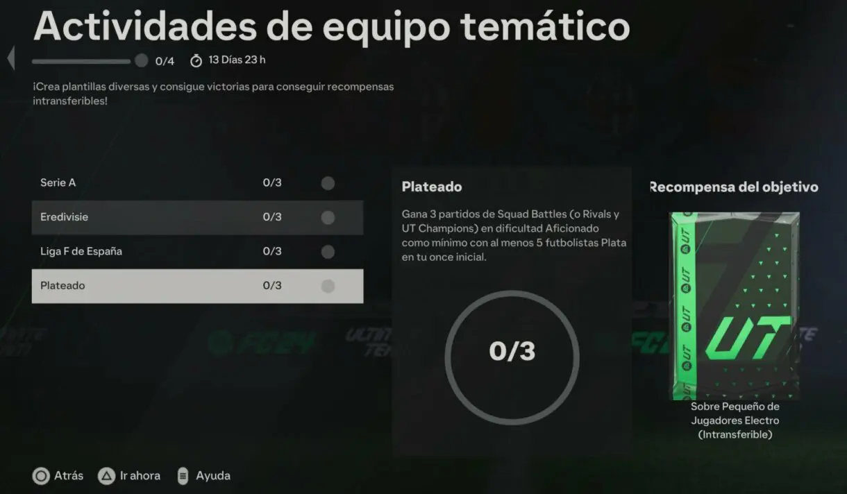 Objetivos Actividades de equipo temático descripción de Plateado EA Sports FC 24 Ultimate Team