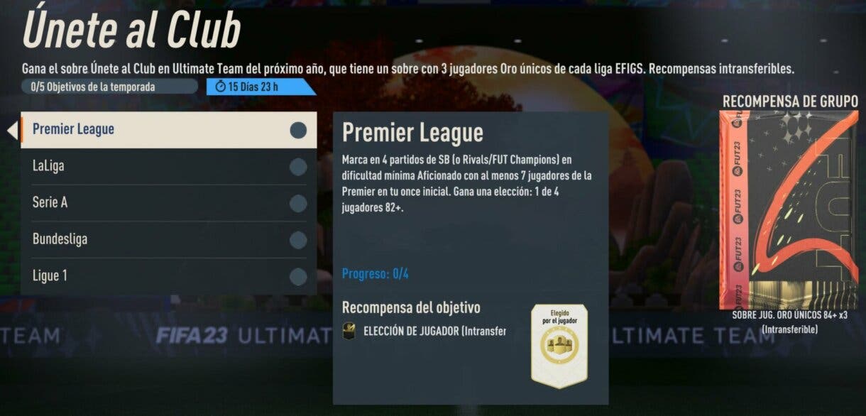 Grupo de objetivos Únete al club FIFA 23 Ultimate Team