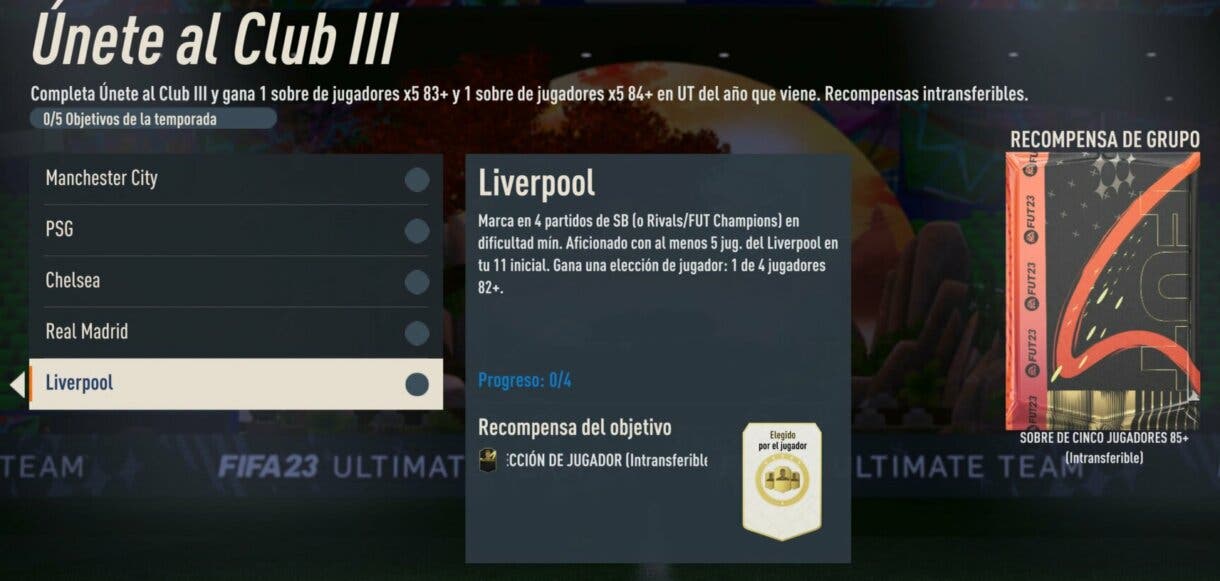 Objetivos Únete al club III FIFA 23 Ultimate Team