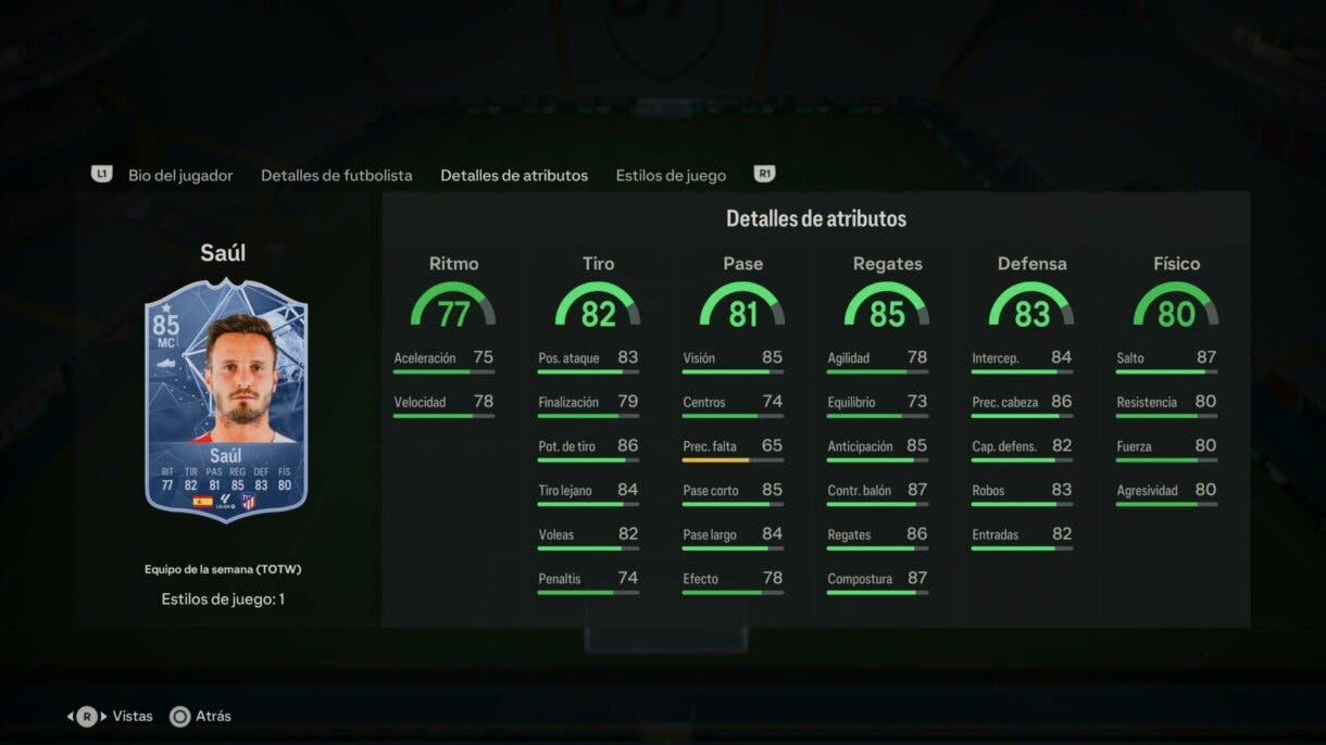 Stats in game Saúl IF EA Sports FC 24 Ultimate Team