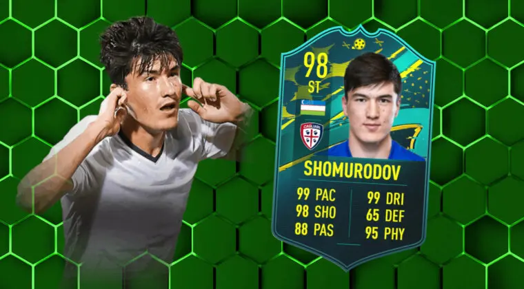 Imagen de Nuevo SBC para FIFA 23. Shomurodov está disponible como Moments