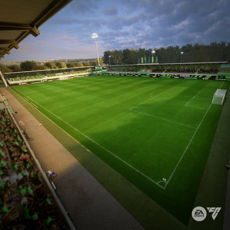 Aspecto del StrongHER Stadium (Wolfsburgo) en EA Sports FC 24