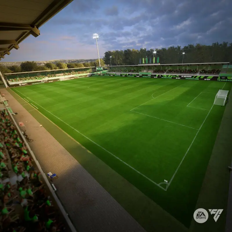 Aspecto del StrongHER Stadium (Wolfsburgo) en EA Sports FC 24