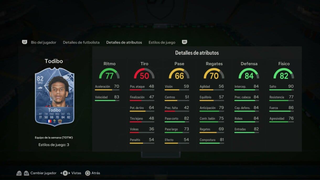 Stats in game Todibo IF EA Sports FC 24 Ultimate Team