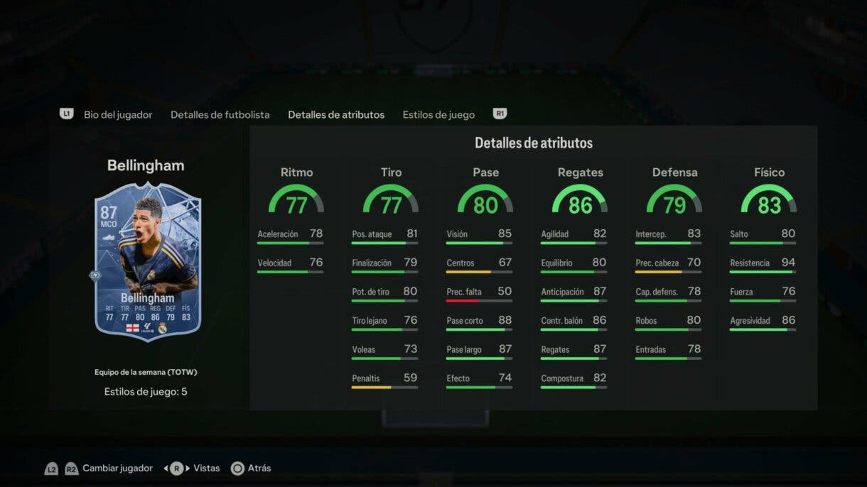 Stats in game Bellingham IF EA Sports FC 24 Ultimate Team