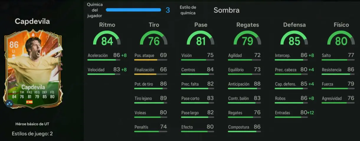 Stats in game Capdevila Héroe básico de UT EA Sports FC 24 Ultimate Team