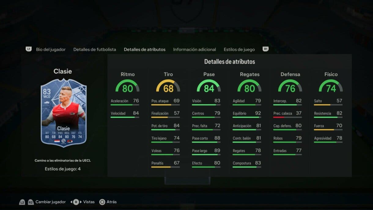 Stats in game Clasie RTTK EA Sports FC 24 Ultimate Team