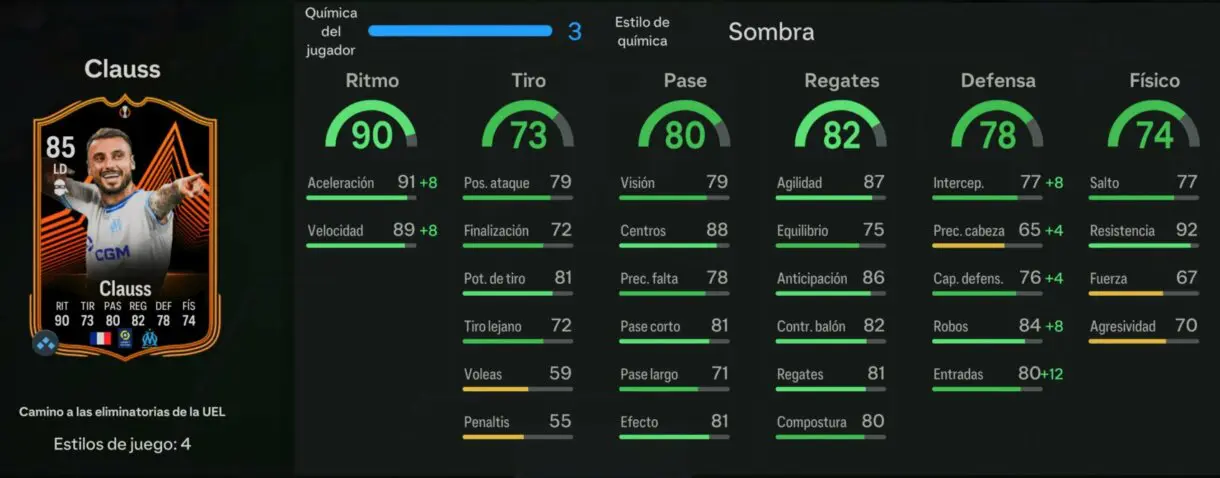 Stats in game Clauss RTTK EA Sports FC 24 Ultimate Team