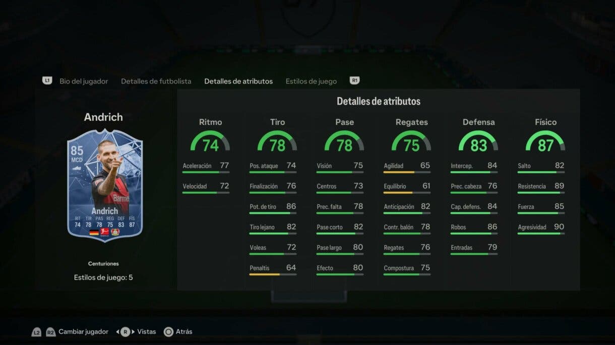 Stats in game Andrich Centuriones EA Sports FC 24 Ultimate Team