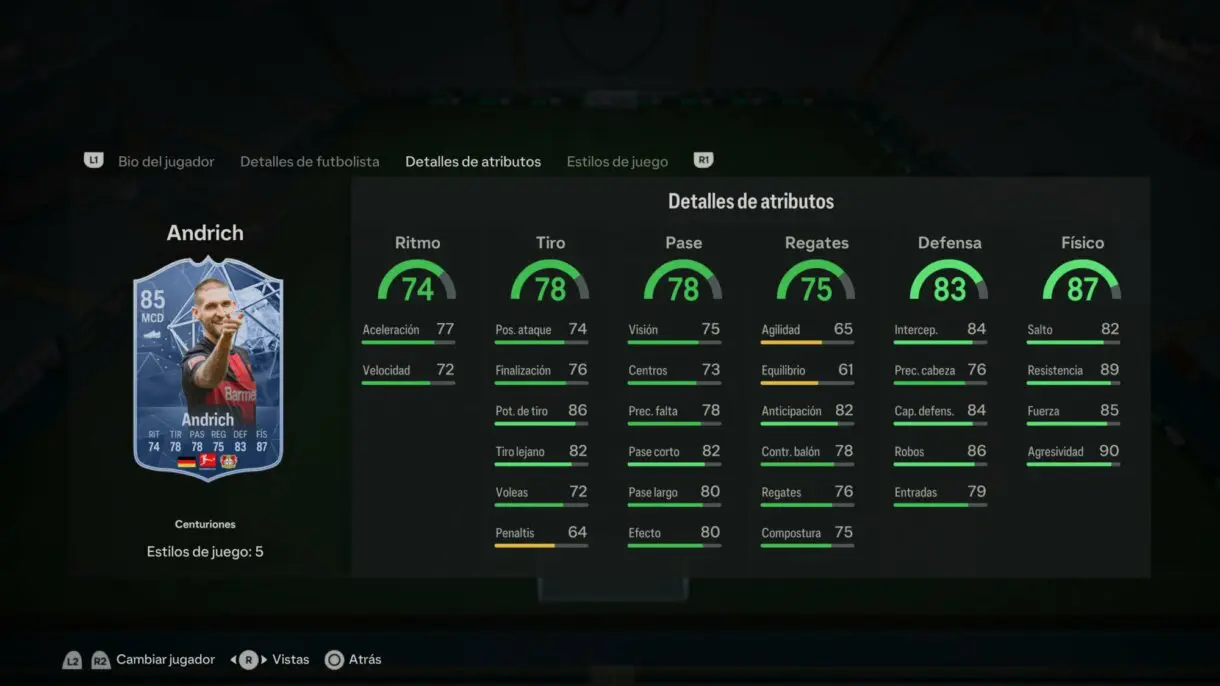 Stats in game Andrich Centuriones EA Sports FC 24 Ultimate Team