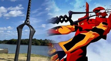 Imagen de Evangelion: Recrean una Lanza de Longinus de 7 metros de alto en la costa de Japón