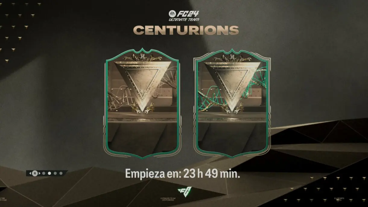 Pantalla de carga EA Sports FC 24 Ultimate Team con diseños de cartas Centurions pero con rasgos y el logo de Evolutions