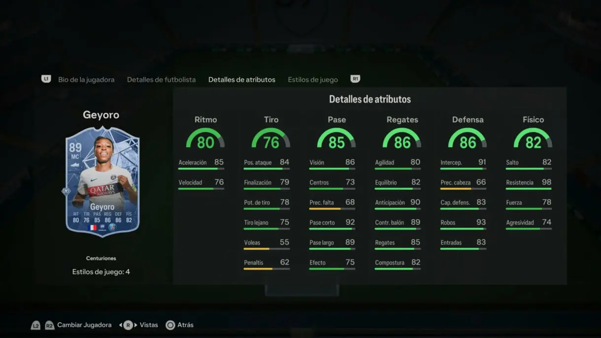Stats in game Geyoro Centuriones EA Sports FC 24 Ultimate Team