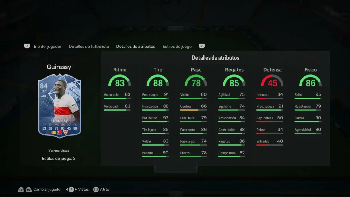 Stats in game Guirassy Trailblazers EA Sports FC 24 Ultimate Team