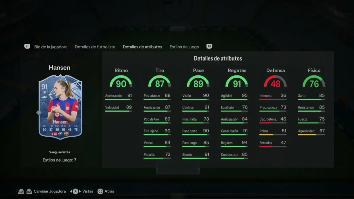 Stats in game Hansen Trailblazers EA Sports FC 24 Ultimate Team