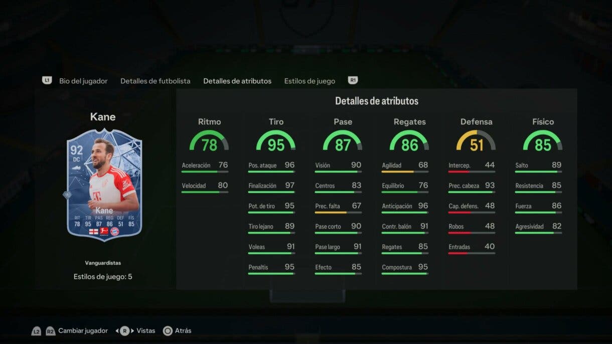 Stats in game Kane Trailblazers EA Sports FC 24 Ultimate Team