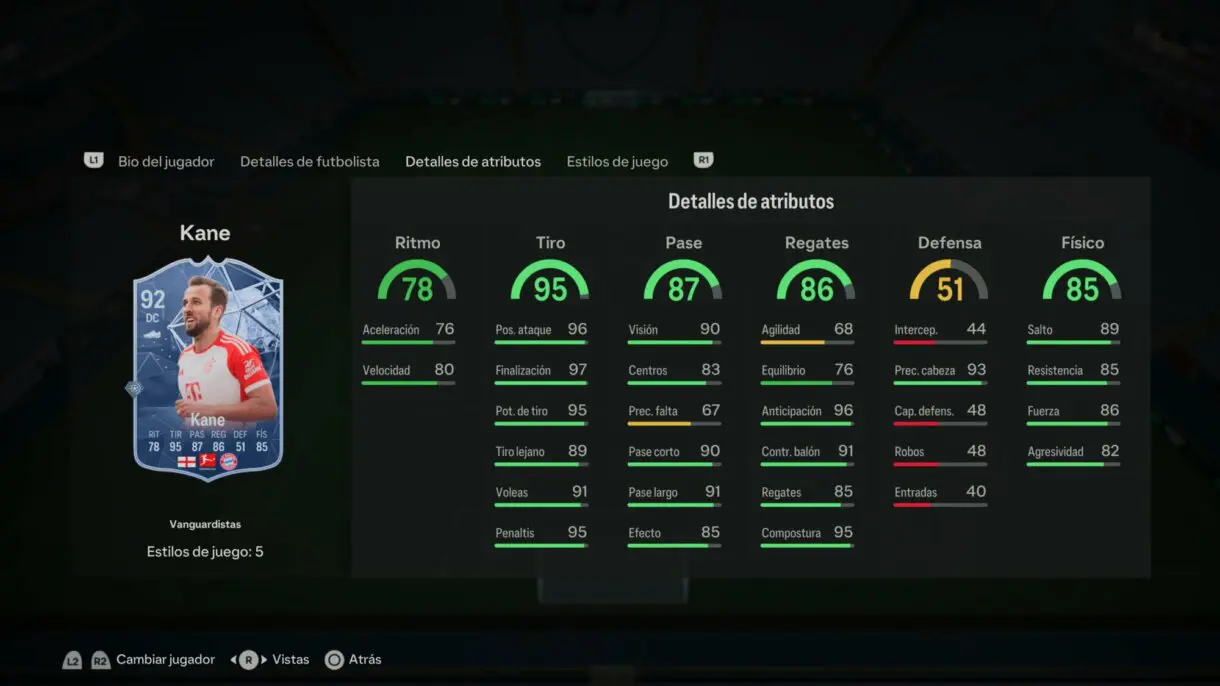 Stats in game Kane Trailblazers EA Sports FC 24 Ultimate Team
