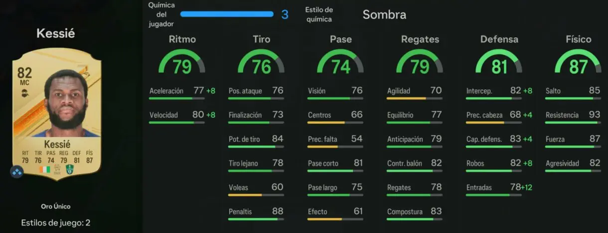 Stats in game Kessié oro EA Sports FC 24 Ultimate Team