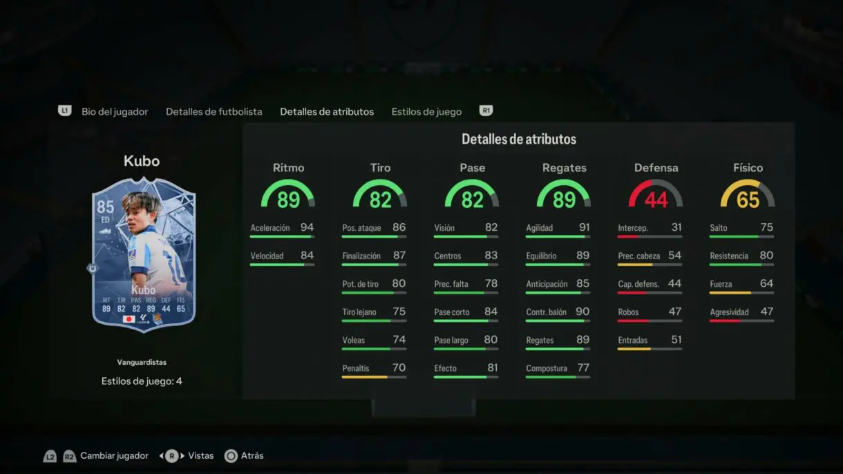 Stats in game Kubo Trailblazers EA Sports FC 24 Ultimate Team