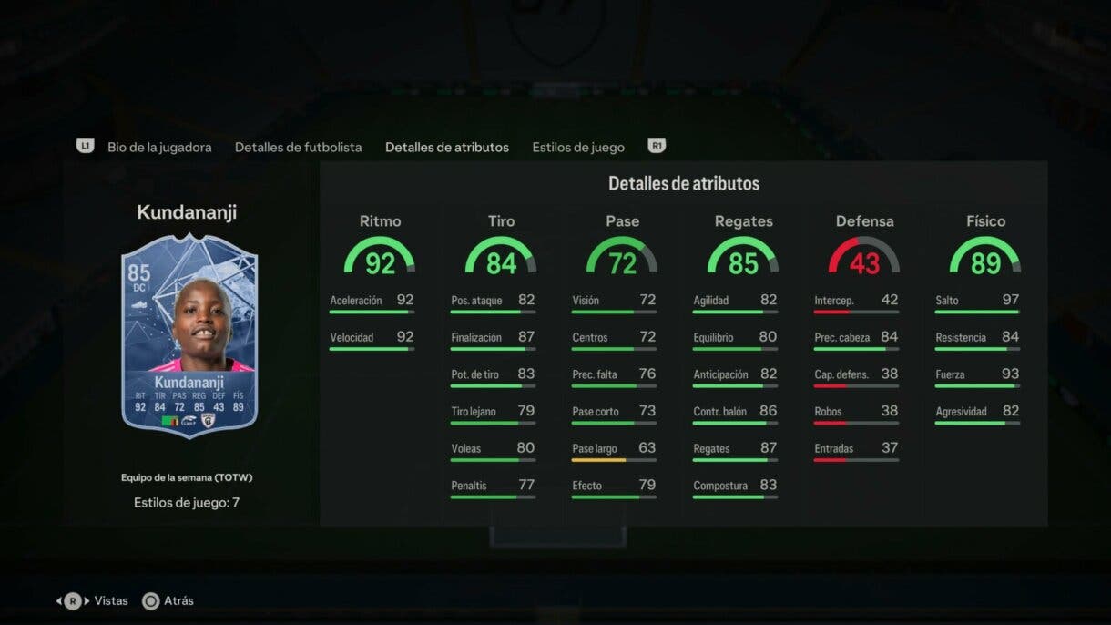 Stats in game Kundananji IF EA Sports FC 24 Ultimate Team