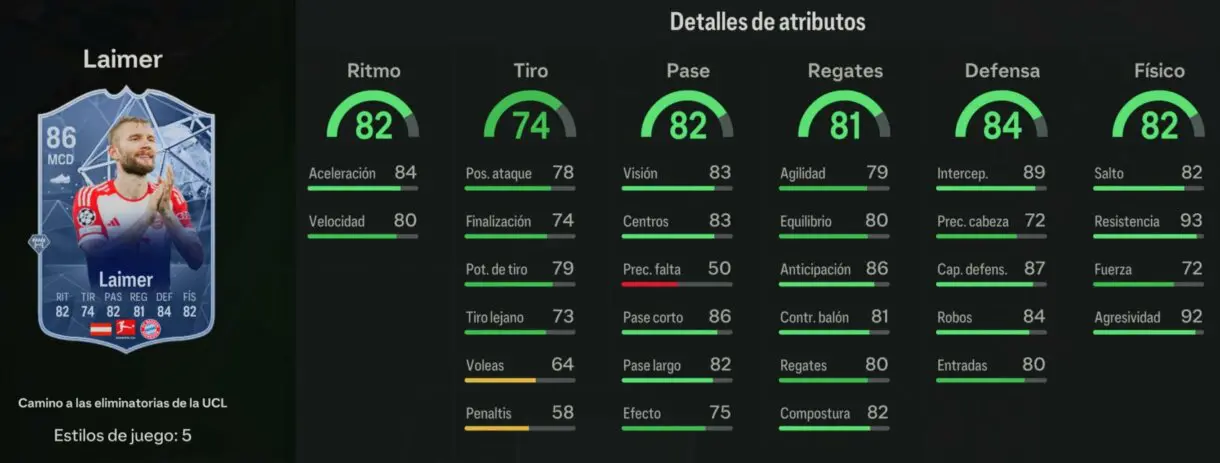 Stats in game Laimer RTTK 86 EA Sports FC 24 Ultimate Team
