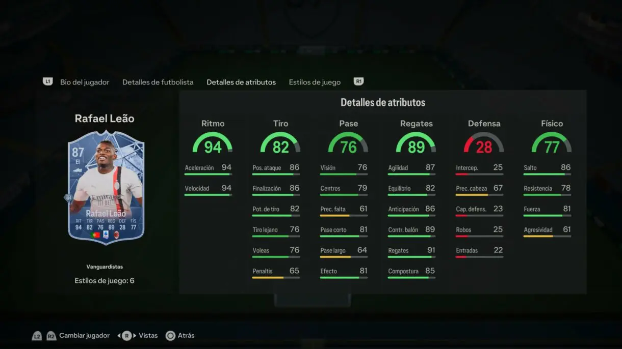 Stats in game Leao Trailblazers EA Sports FC 24 Ultimate Team