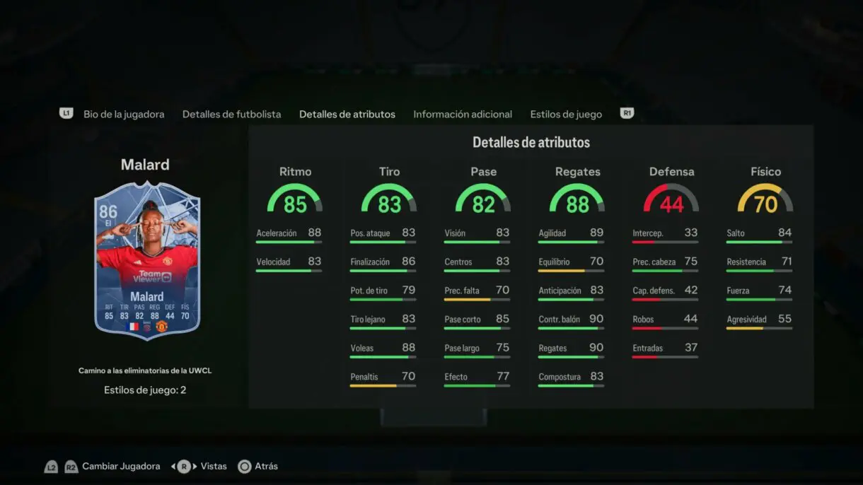 Stats in game Malard RTTK EA Sports FC 24 Ultimate Team