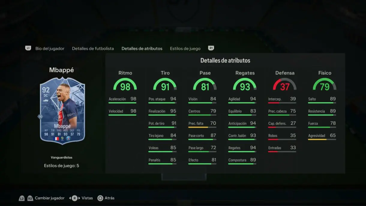 Stats in game Mbappé Trailblazers EA Sports FC 24 Ultimate Team