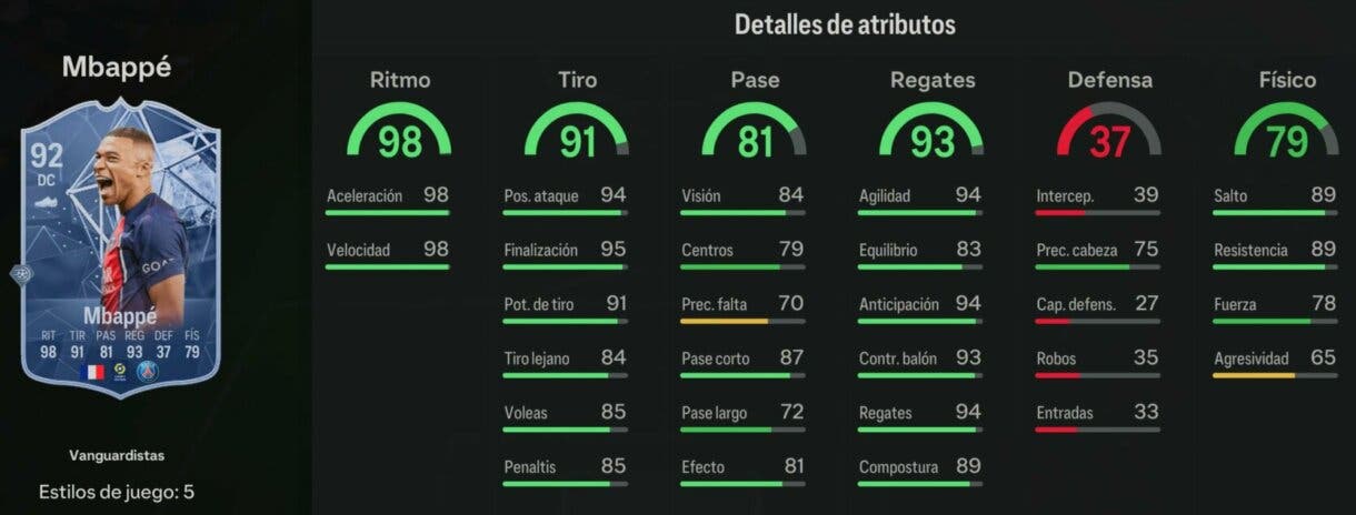 Stats in game Mbappé Trailblazers EA Sports FC 24 Ultimate Team