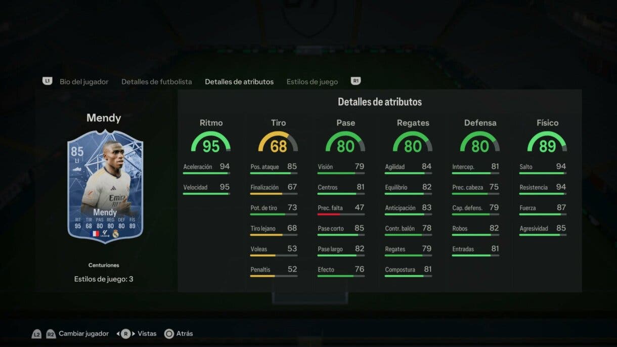 Stats in game Mendy Centuriones EA Sports FC 24 Ultimate Team