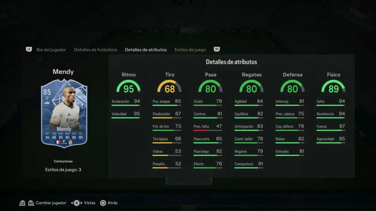 Stats in game Mendy Centuriones EA Sports FC 24 Ultimate Team