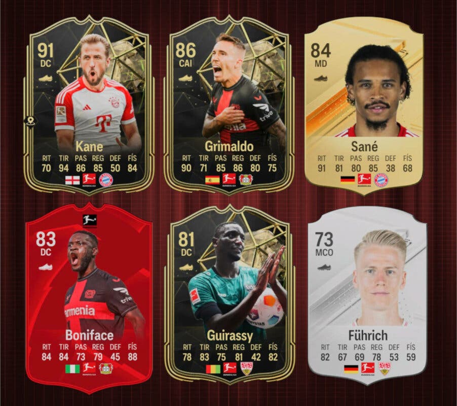 Mejores cartas EA Sports FC 24 Ultimate Team Kane, Grimaldo, Sané, Boniface, Guirassy y Führich