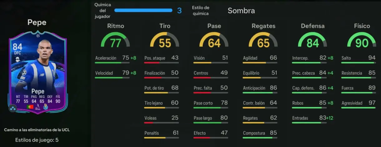 Stats in game Pepe RTTK EA Sports FC 24 Ultimate Team