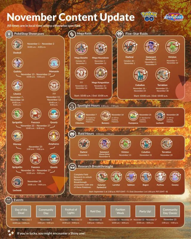 Pokemon GO contenido noviembre 2023