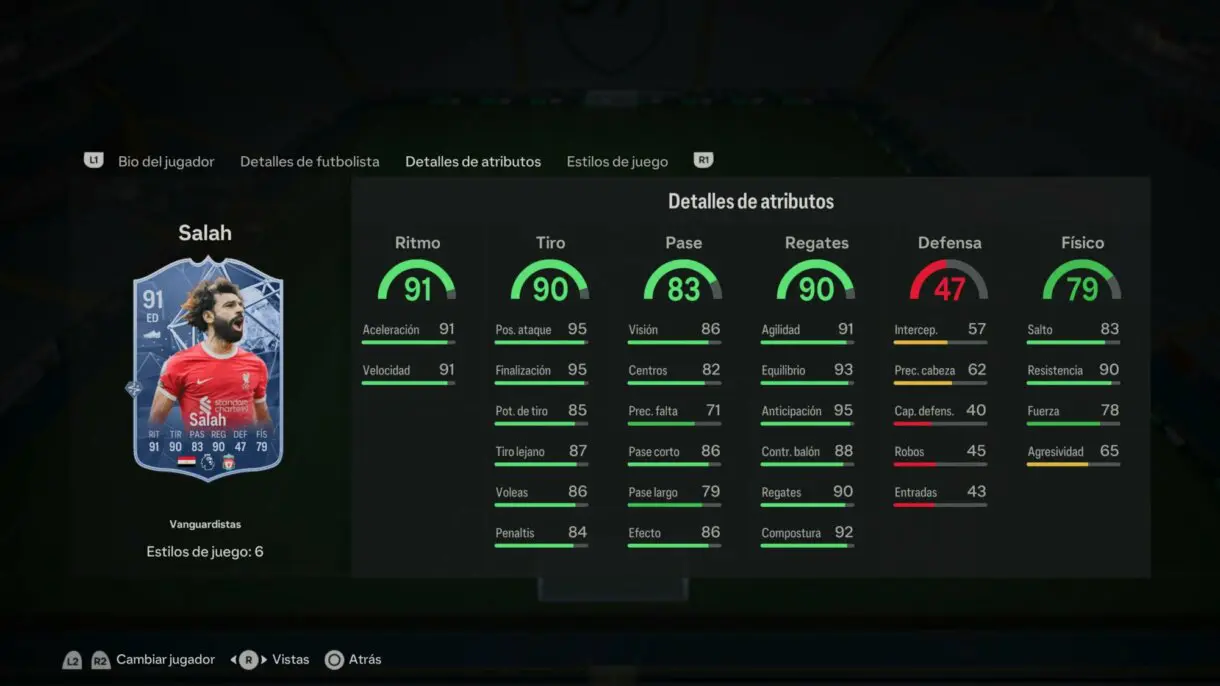 Stats in game Salah Trailblazers EA Sports FC 24 Ultimate Team