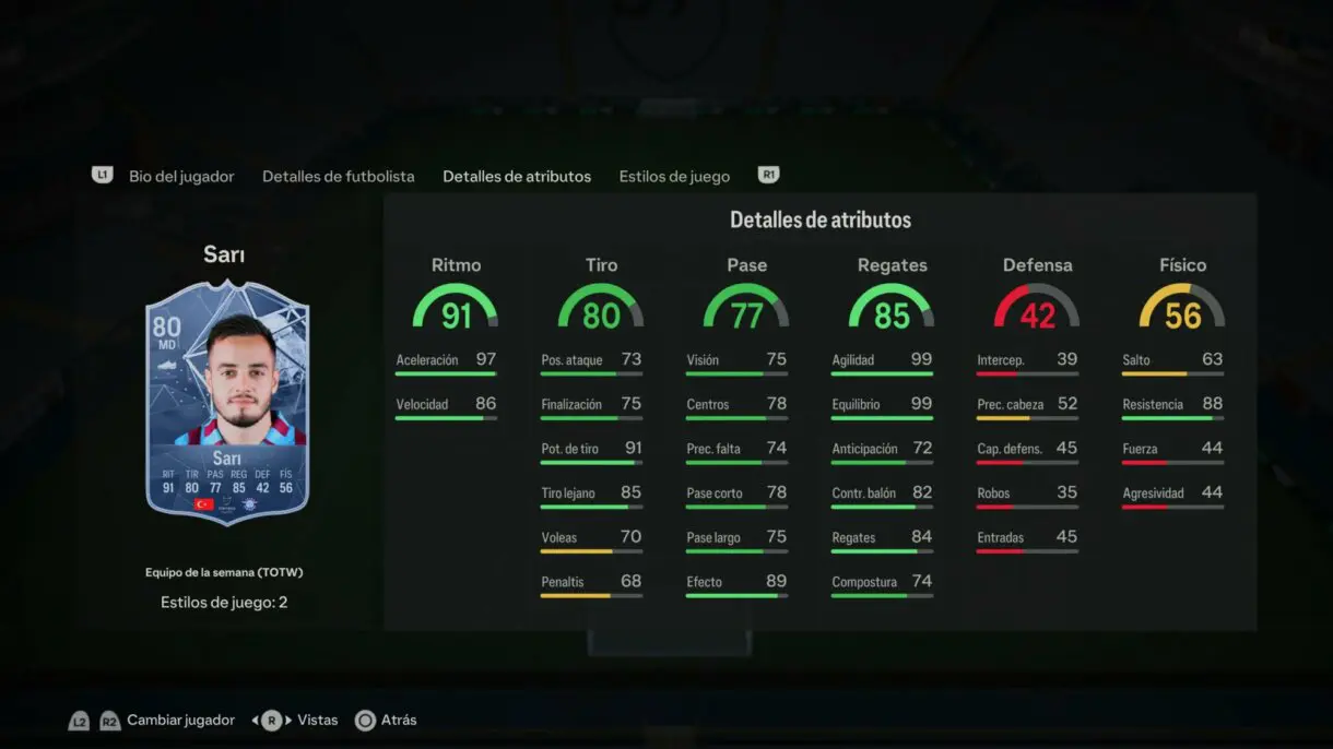 Stats in game Sari IF EA Sports FC 24 Ultimate Team