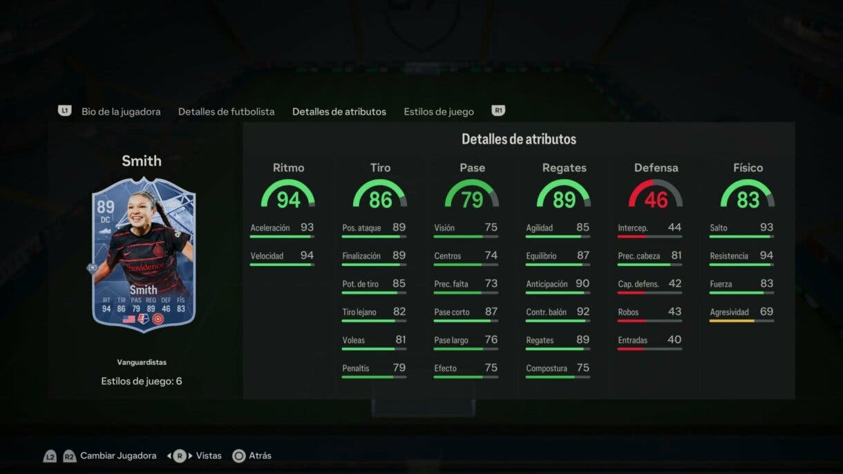 Stats in game Smith Trailblazers EA Sports FC 24 Ultimate Team