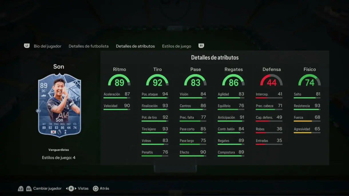 Stats in game Son Trailblazers EA Sports FC 24 Ultimate Team