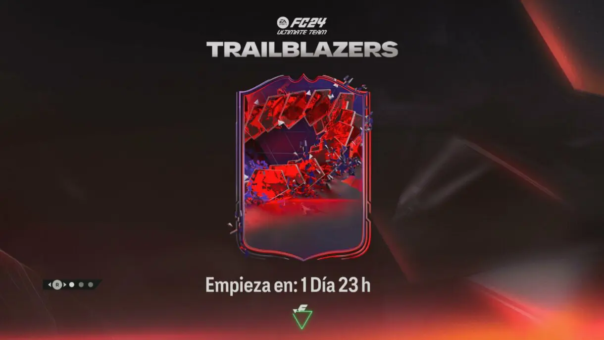 Pantalla de carga EA Sports FC 24 Ultimate Team con el diseño de la carta Trailblazers