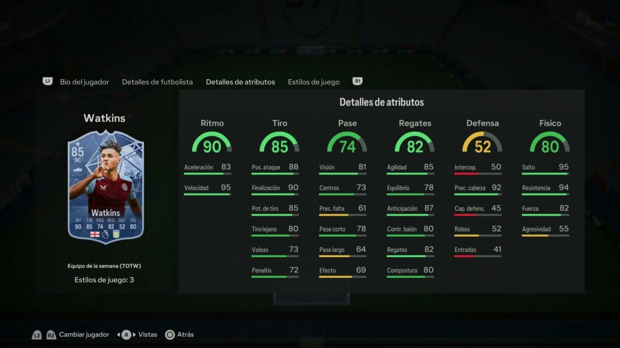 Stats in game Watkins IF EA Sports FC 24 Ultimate Team