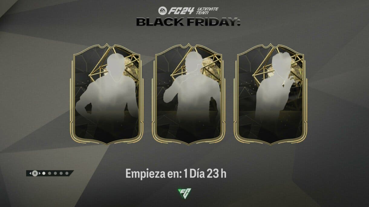 Pantalla de carga anunciando el Black Friday y con cartas IFs EA Sports FC 24 Ultimate Team