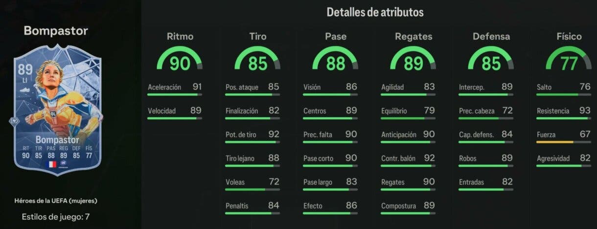 Stats in game Bompastor Héroes de la UEFA EA Sports FC 24 Ultimate Team
