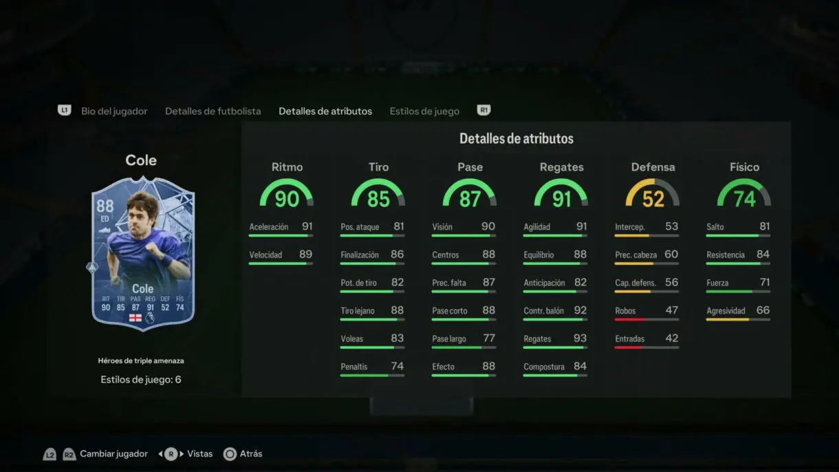 Stats in game Cole Héroe de triple amenaza EA Sports FC 24 Ultimate Team