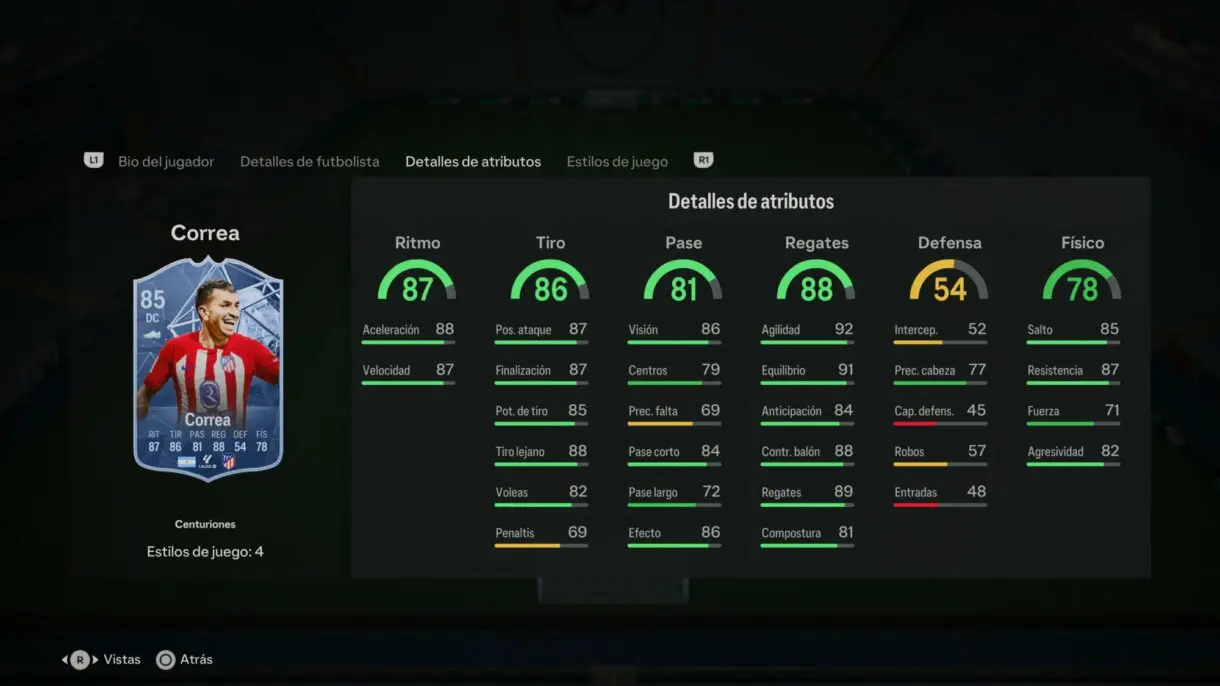 Stats in game Correa Centuriones EA Sports FC 24 Ultimate Team