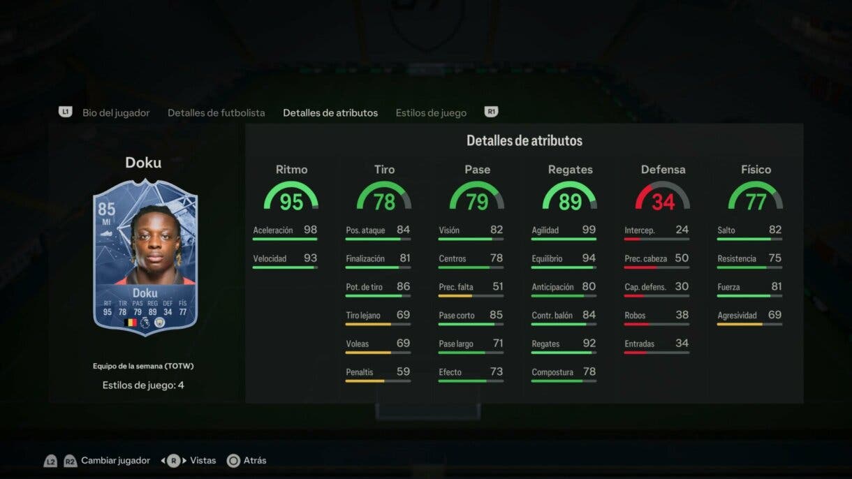 Stats in game Doku SIF EA Sports FC 24 Ultimate Team