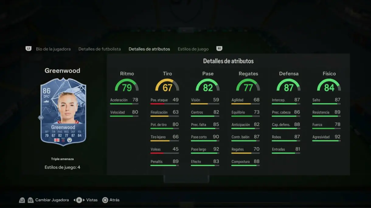 Stats in game Greenwood Héroe de triple amenaza EA Sports FC 24 Ultimate Team