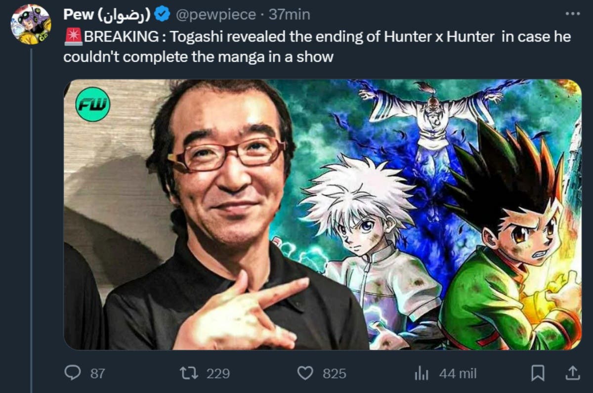 Hunter x Hunter' ending revealed in case the author dies without