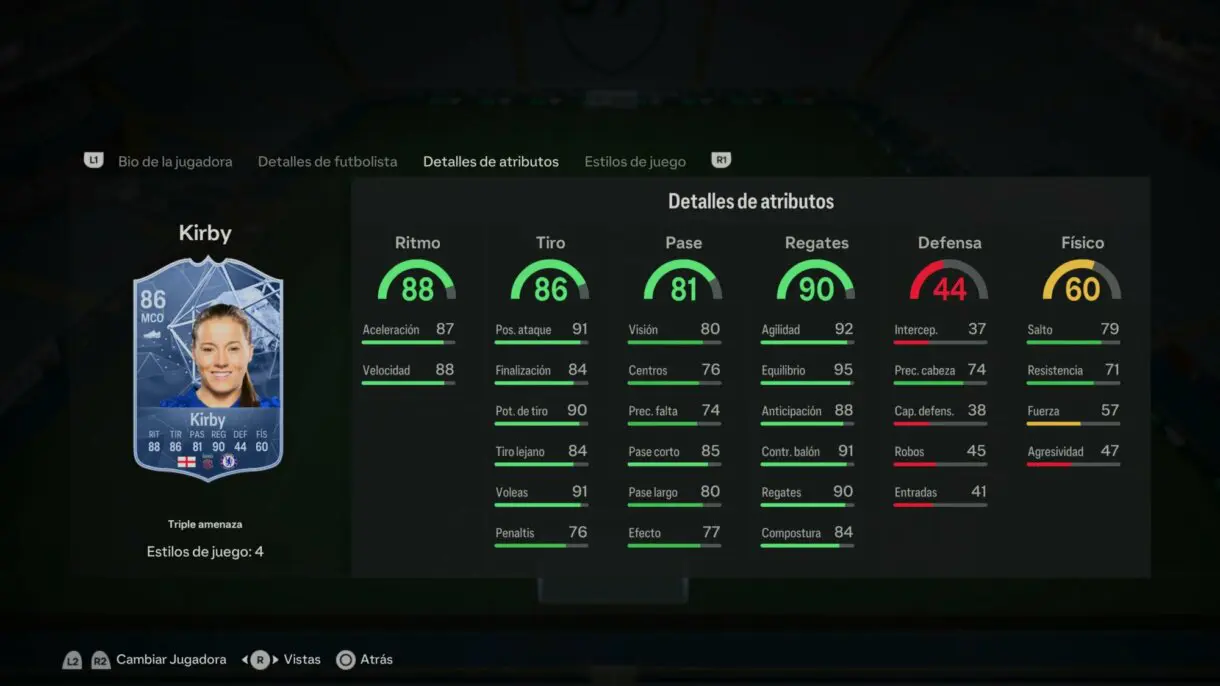 Stats in game Kirby Héroe de triple amenaza EA Sports FC 24 Ultimate Team