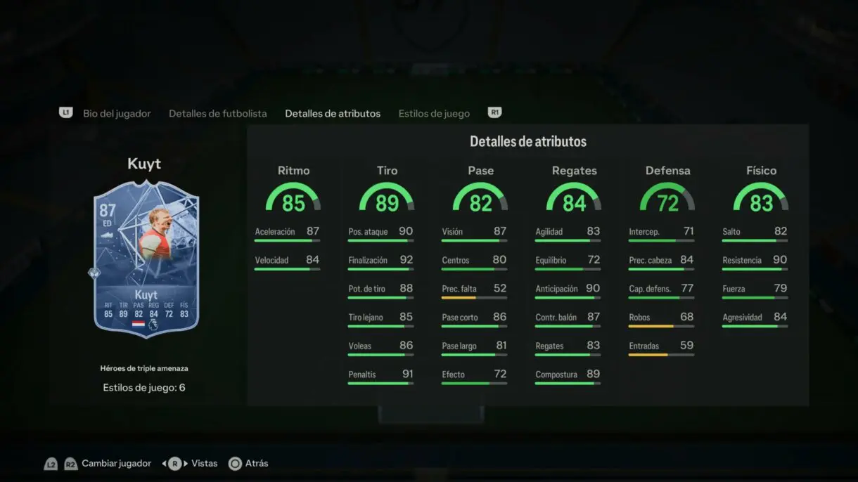 Stats in game Kuyt Héroe de triple amenaza EA Sports FC 24 Ultimate Team